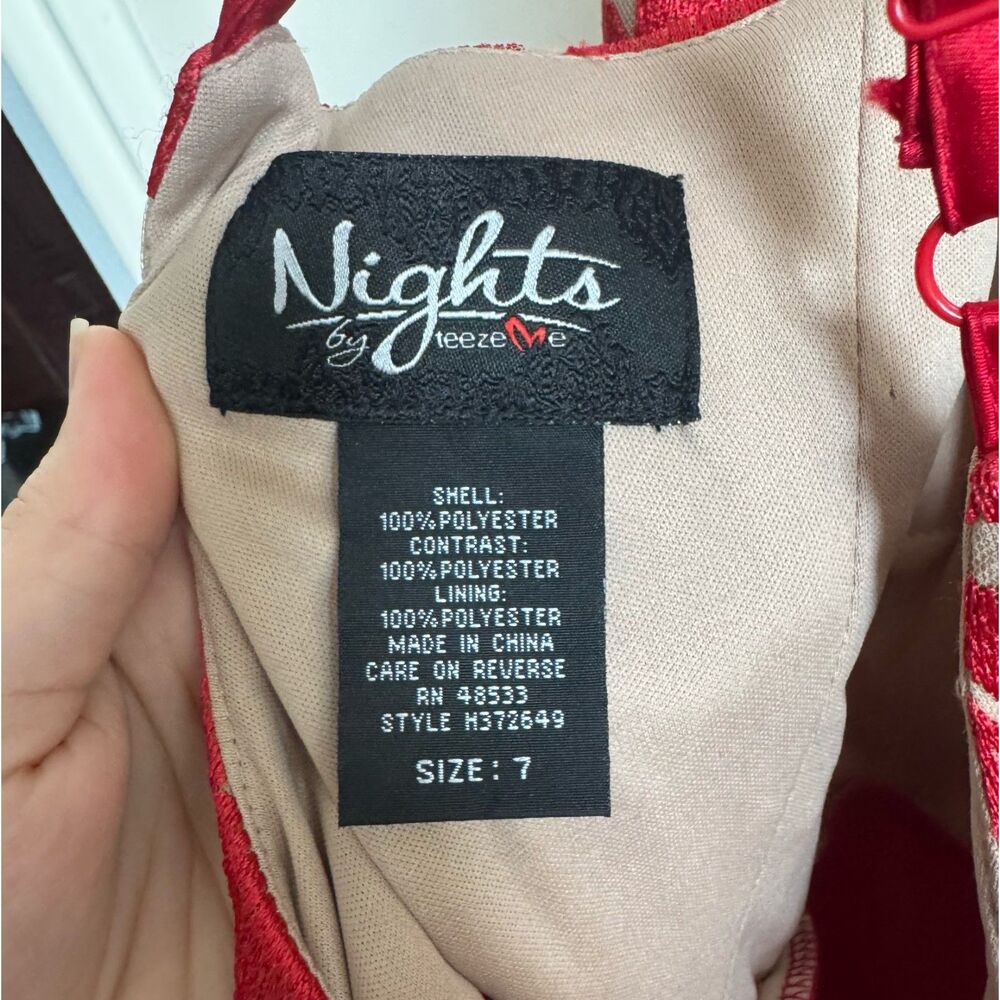 Nights By Tease Me Red Dress with Nude and Red Lace Top Size 7 - Picture 4 of 4